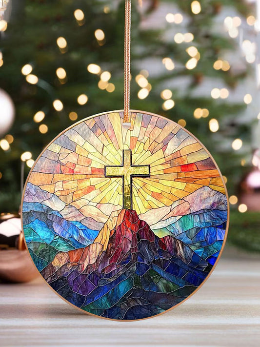 Christian Cross  Printed Acrylic Decorative Ornament