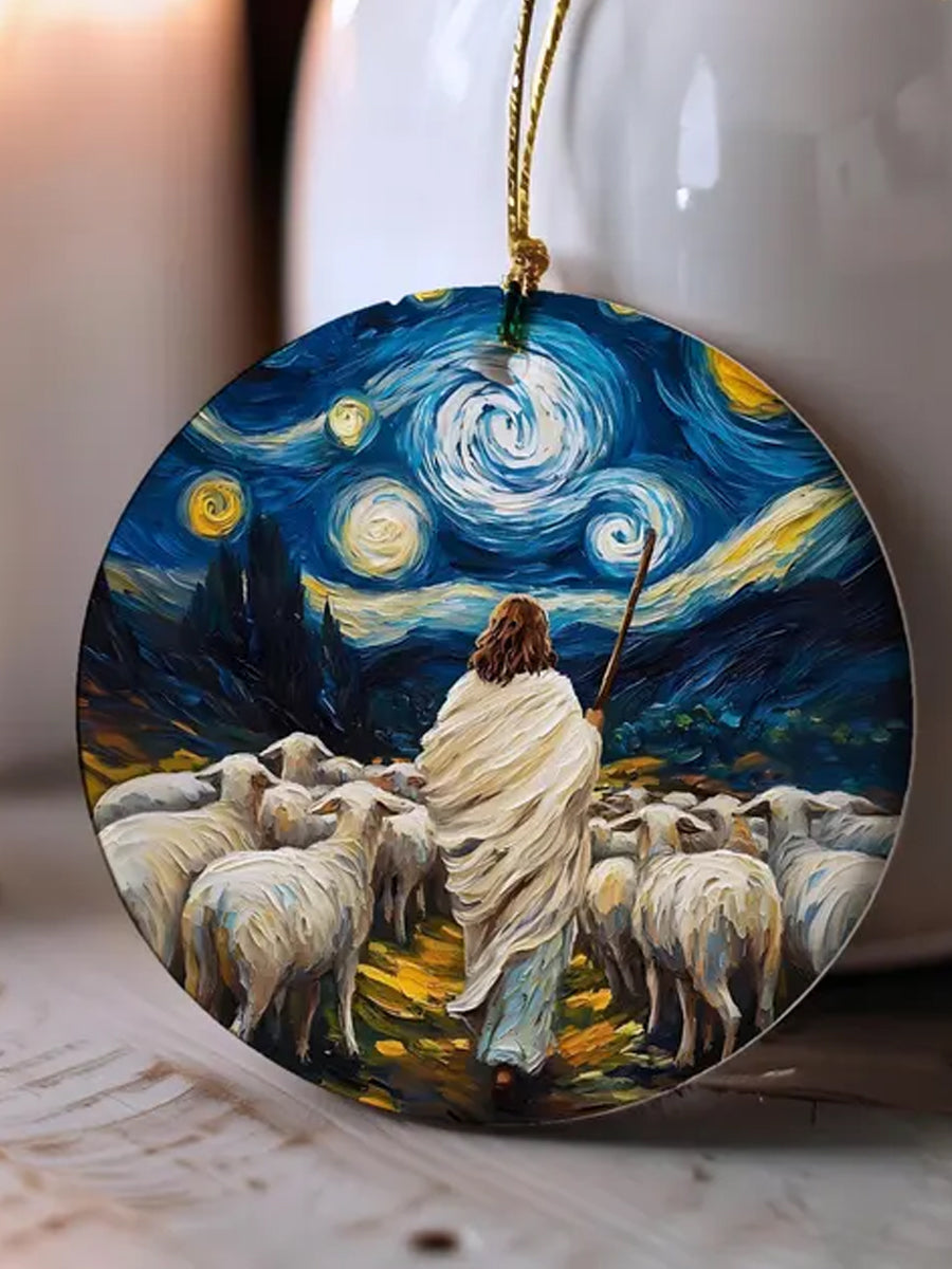 Christian Jesus Shepherd Printed Acrylic Decorative Ornament