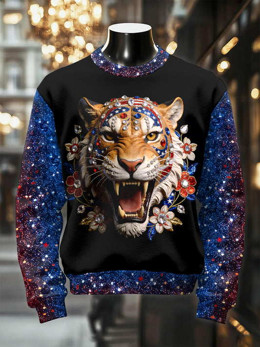 Men's Retro Luxurious Tiger Print Casual Sweatshirt