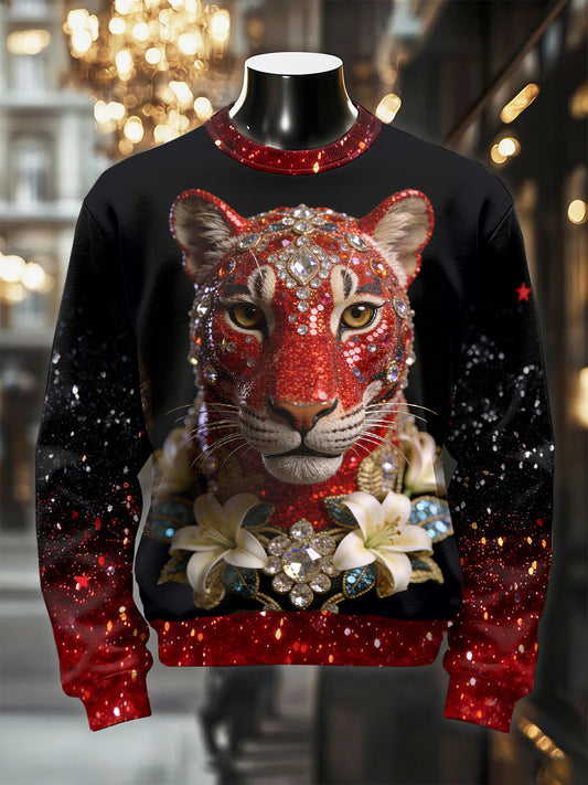 Men's Retro Luxurious Leopard Print Casual Sweatshirt