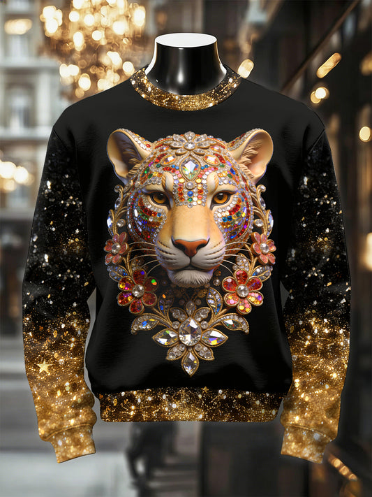 Men's Retro Luxurious Leopard  Print Casual Sweatshirt