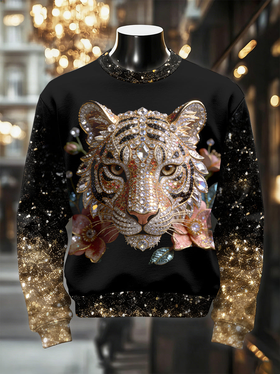 Men's Retro Luxurious Tiger Print Casual Sweatshirt