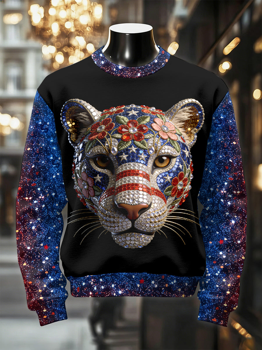 Men's Retro Luxurious Leopard Print Casual Sweatshirt