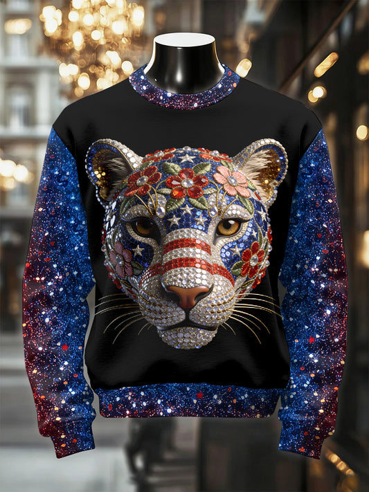 Men's Retro Luxurious Leopard Print Casual Sweatshirt