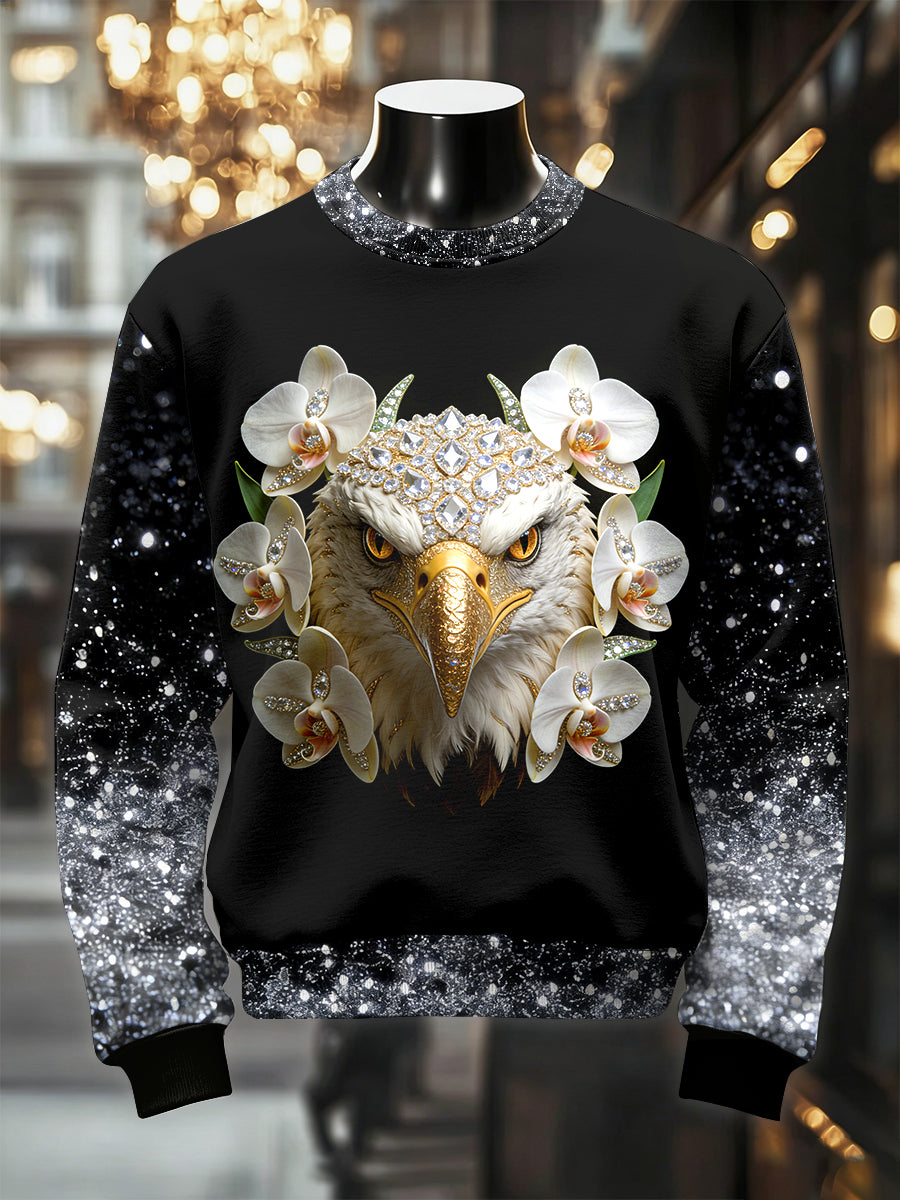 Men's Retro Luxurious Eagle Print Casual Sweatshirt