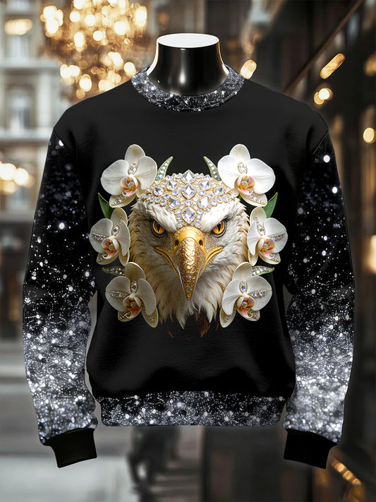 Men's Retro Luxurious Eagle Print Casual Sweatshirt