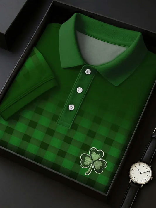Men's Business Style ST.Partricks Day Shamrocks Art Printed Casual Tops