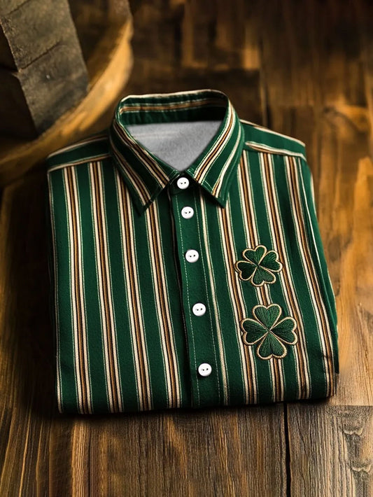 Men's Business Style ST.Partricks Day Shamrocks Art Printed Shirt