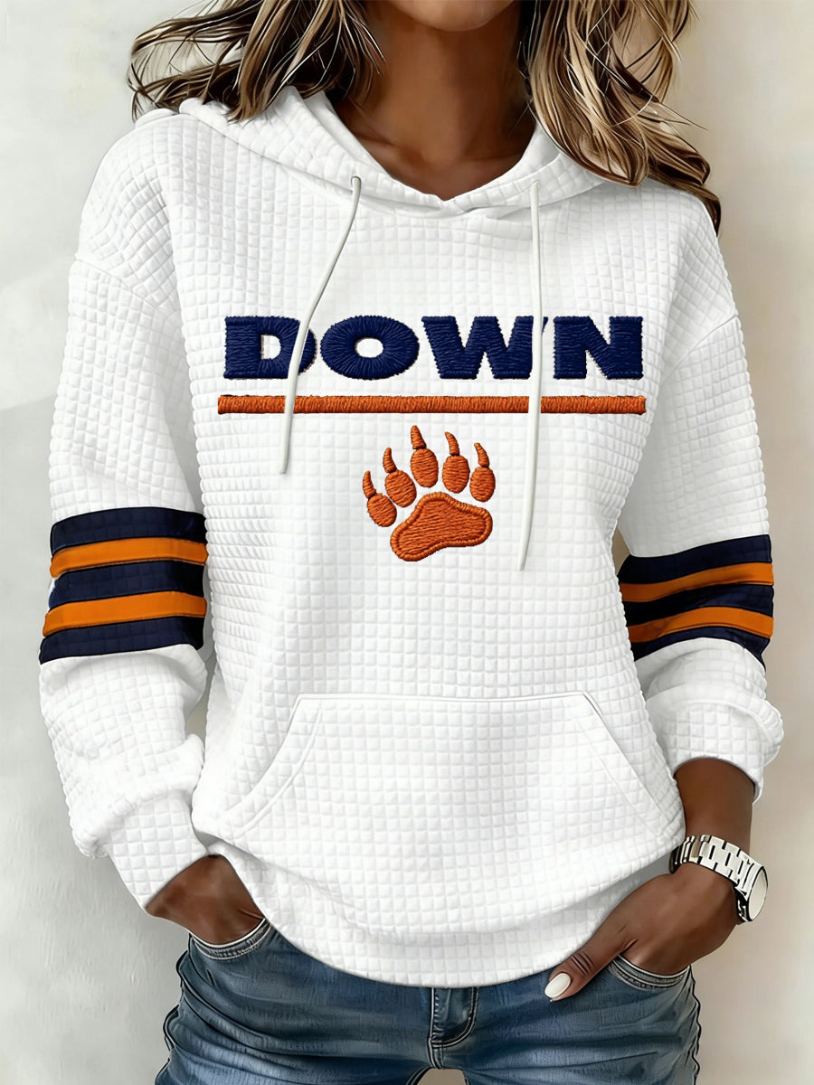 Women's Bear Down Football Fans Gameday Casual Waffle Hoodie