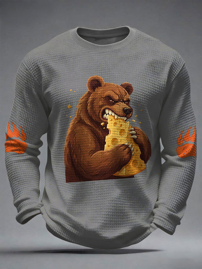 Men's Bears Eating Cheese Football Lover Printed Waffle Tops
