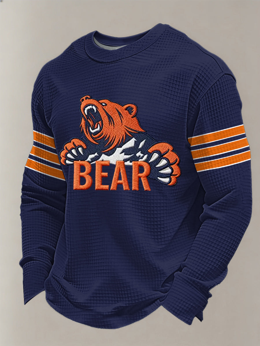 Men's Football Fans Gameday Casual Waffle Long Sleeve T-Shirt
