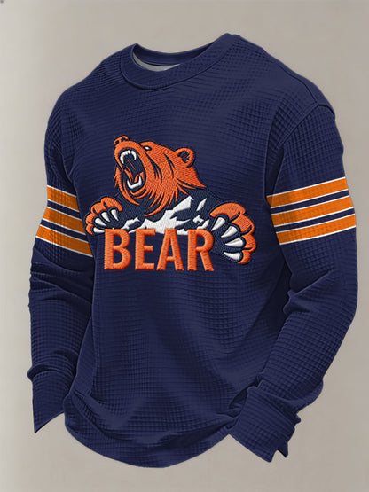 Men's Football Fans Gameday Casual Waffle Long Sleeve T-Shirt