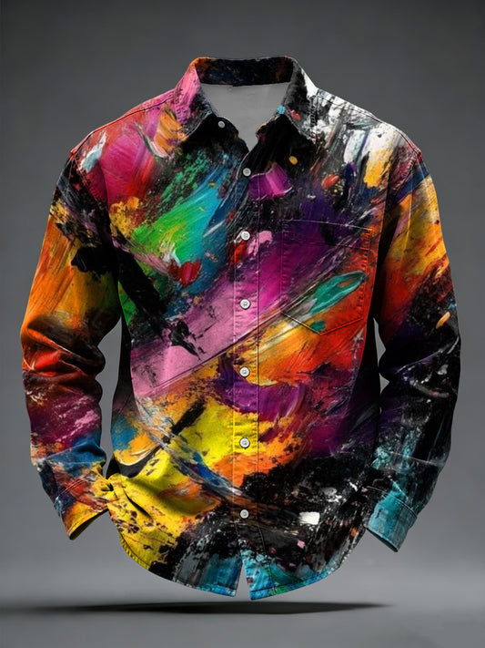 Retro Abstract Art Colorful Graffiti Casual Shirt