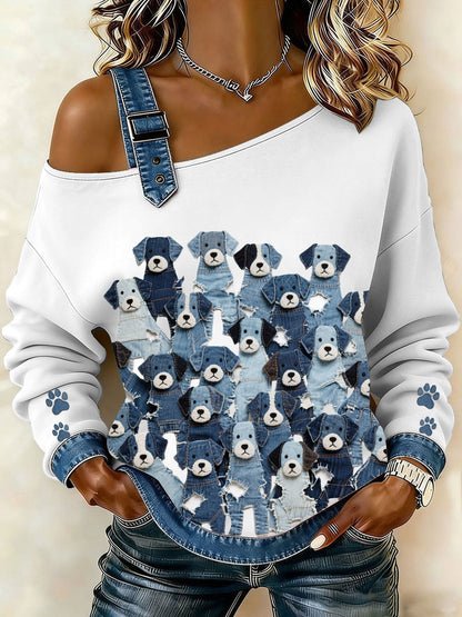 Women's Denim Puppy Top