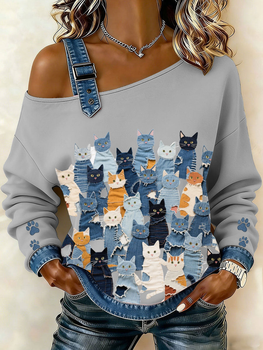 Women's Denim Kitten Top