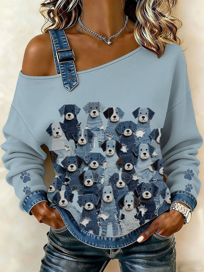 Women's Denim Puppy Top