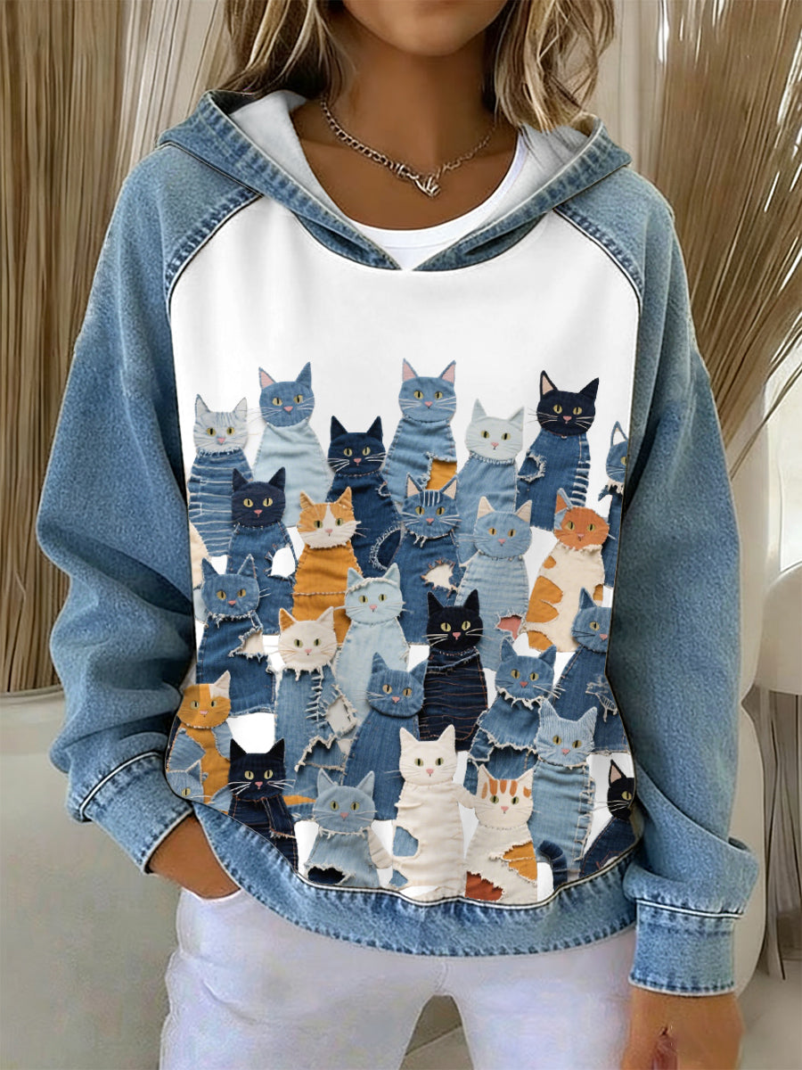Women's Denim Kitten Hoodie