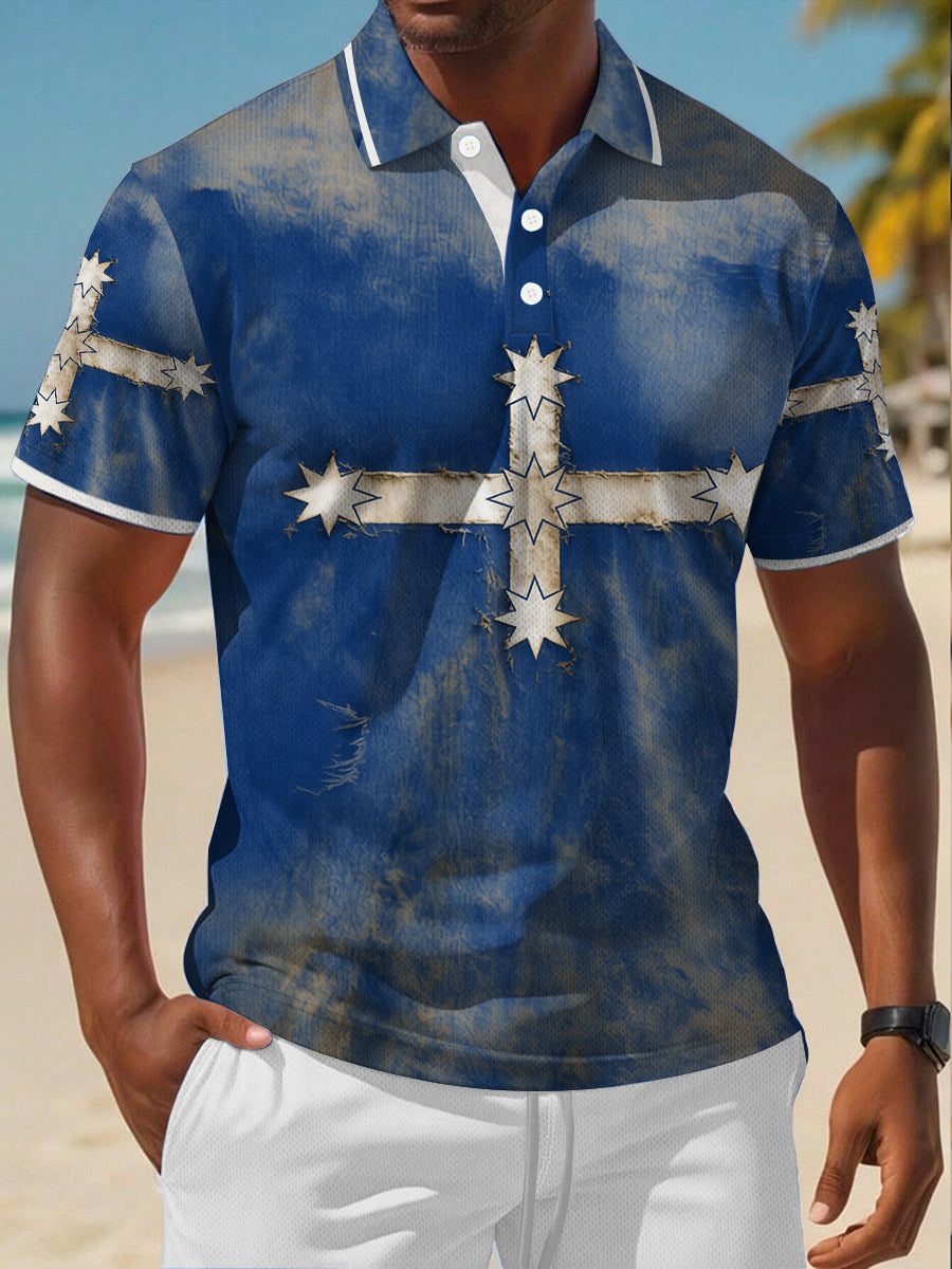 Men's Aussie Flag Art Proud Printed Casual Tops