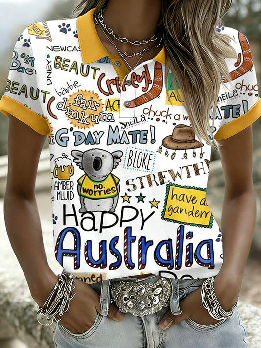 Women's Vintage Australian Holiday Casual Comfortable Polo Shirt
