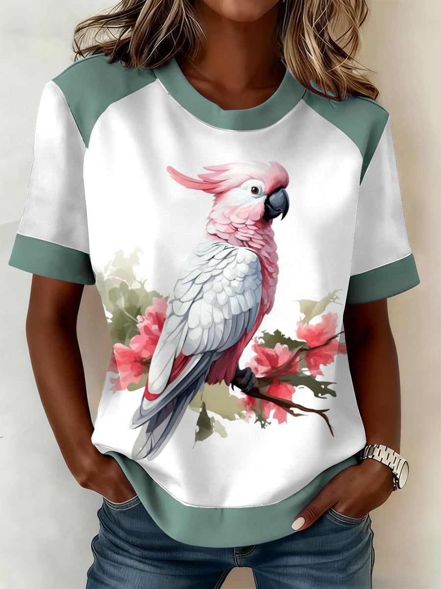 Vintage Happy Australia Day Cockatoo Art Print Print Casual Cotton Short Sleeve T-Shirt
