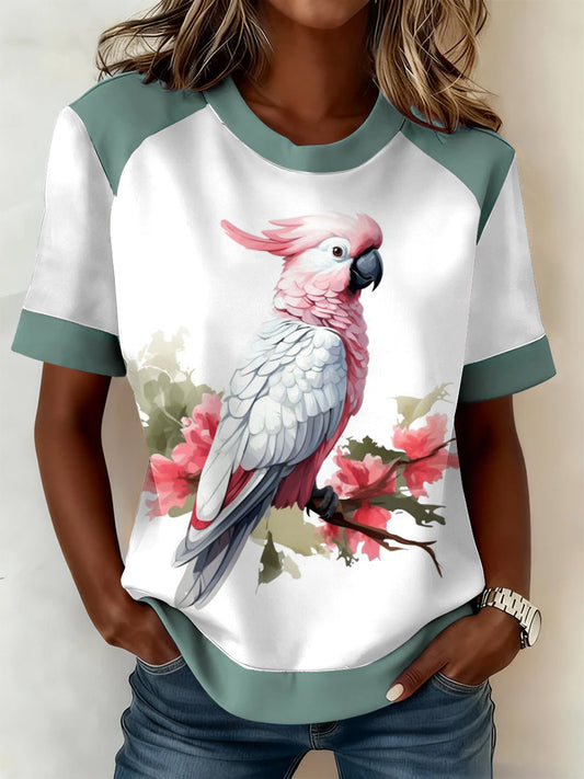 Vintage Happy Australia Day Cockatoo Art Print Print Casual Cotton Short Sleeve T-Shirt