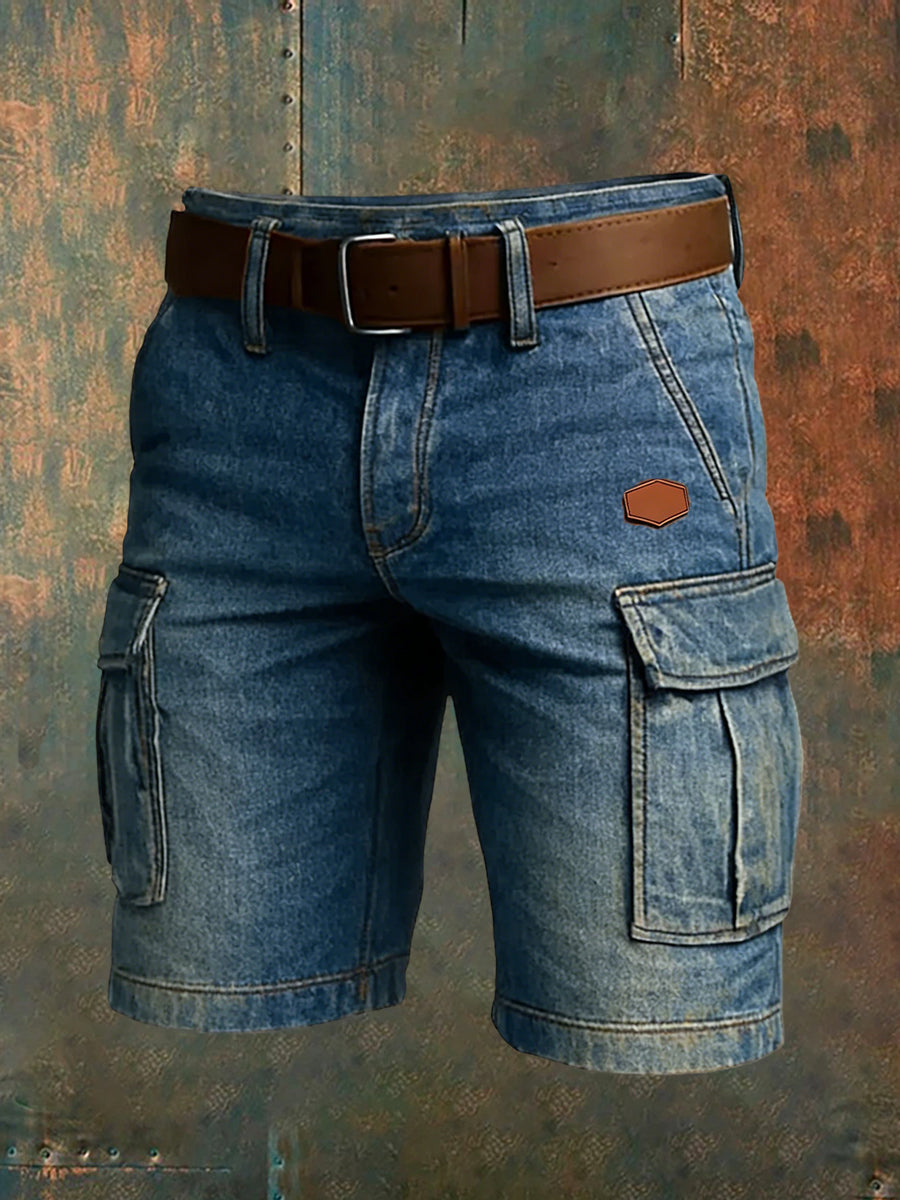 Men's Retro Vacation Business Art Print Casual Shorts