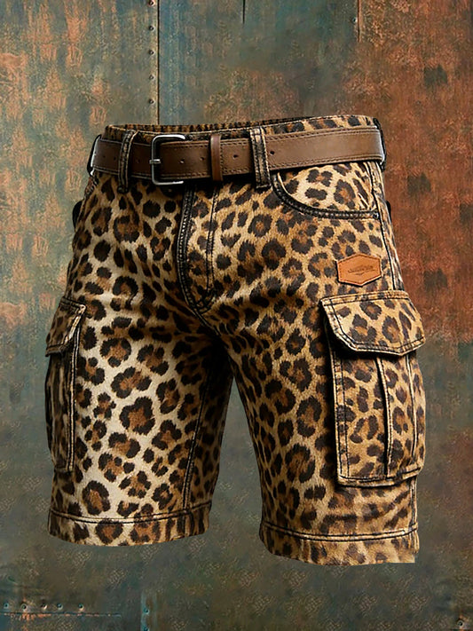 Men's Retro Vacation Business Art Print Casual Shorts