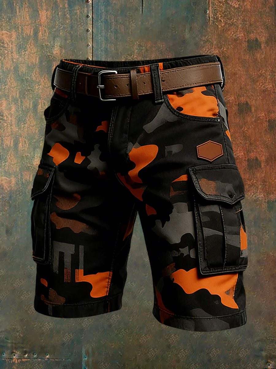 Men's Retro Vacation Business Art Print Casual Shorts