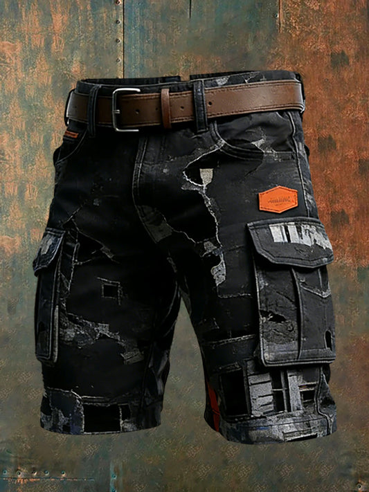 Men's Retro Vacation Business Art Print Casual Shorts