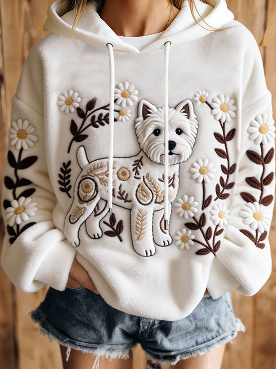 Women's Dog Art Print Casual Hoodie