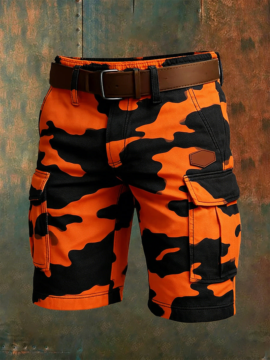 Men's Retro Vacation Business Art Print Casual Shorts