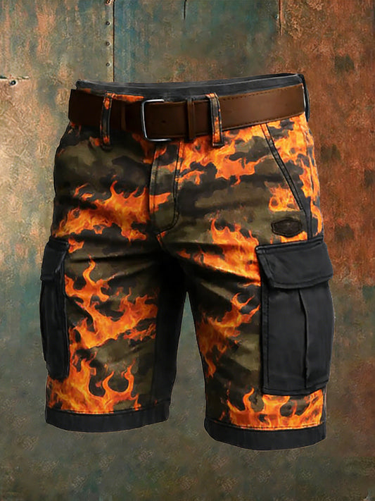 Men's Retro Vacation Business Art Print Casual Shorts