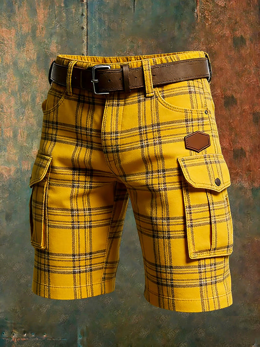 Men's Retro Vacation Business Art Print Casual Shorts