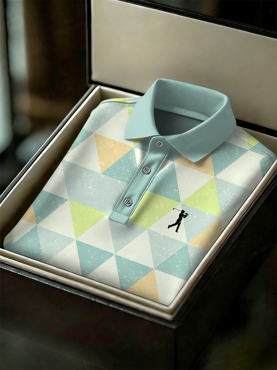 Men's Vintage Business Style Printed Casual Polo Shirt