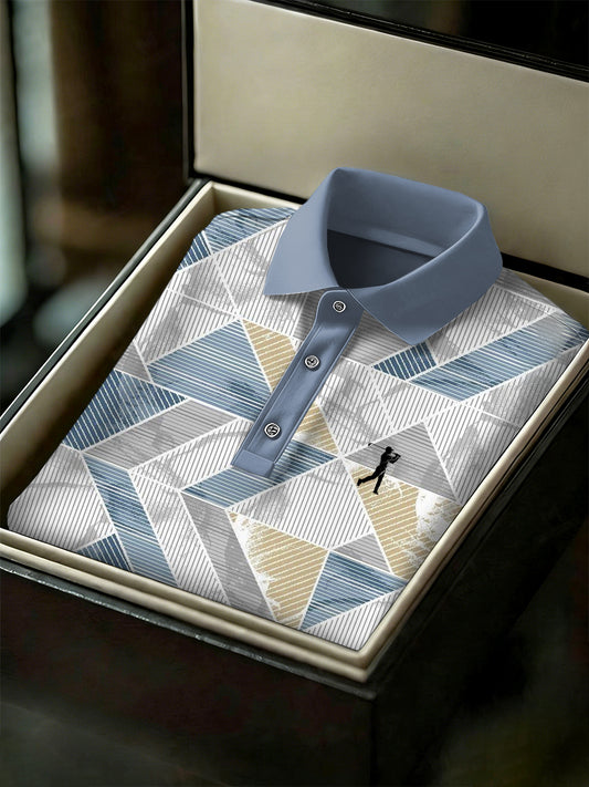 Men's Vintage Business Style Printed Casual Polo Shirt