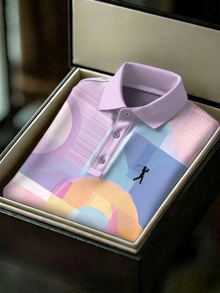 Men's Vintage Business Style Printed Casual Polo Shirt