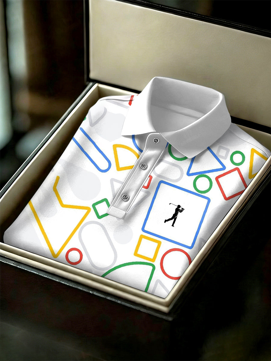 Men's Vintage Business Style Printed Casual Polo Shirt