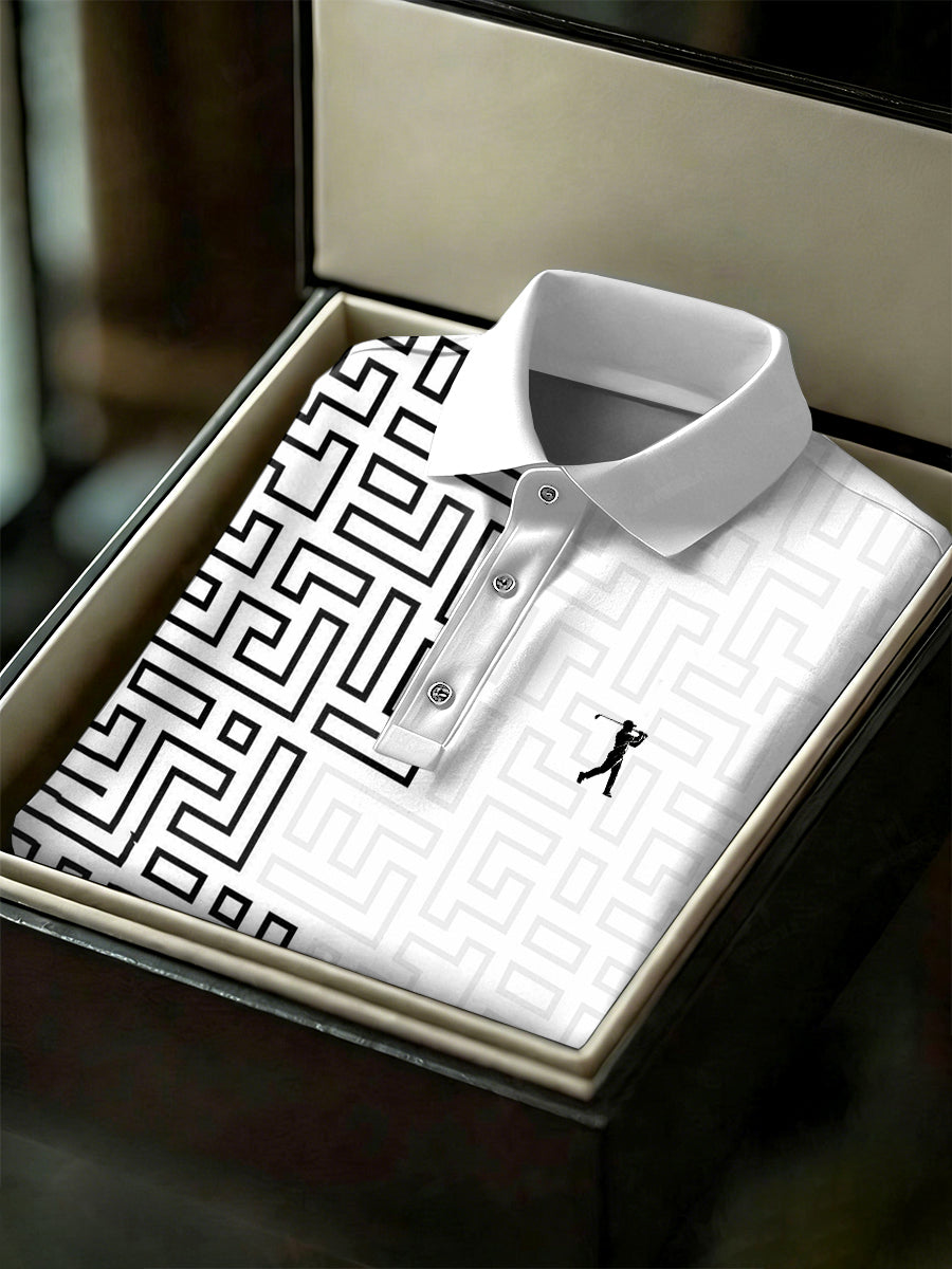 Men's Vintage Business Style Printed Casual Polo Shirt