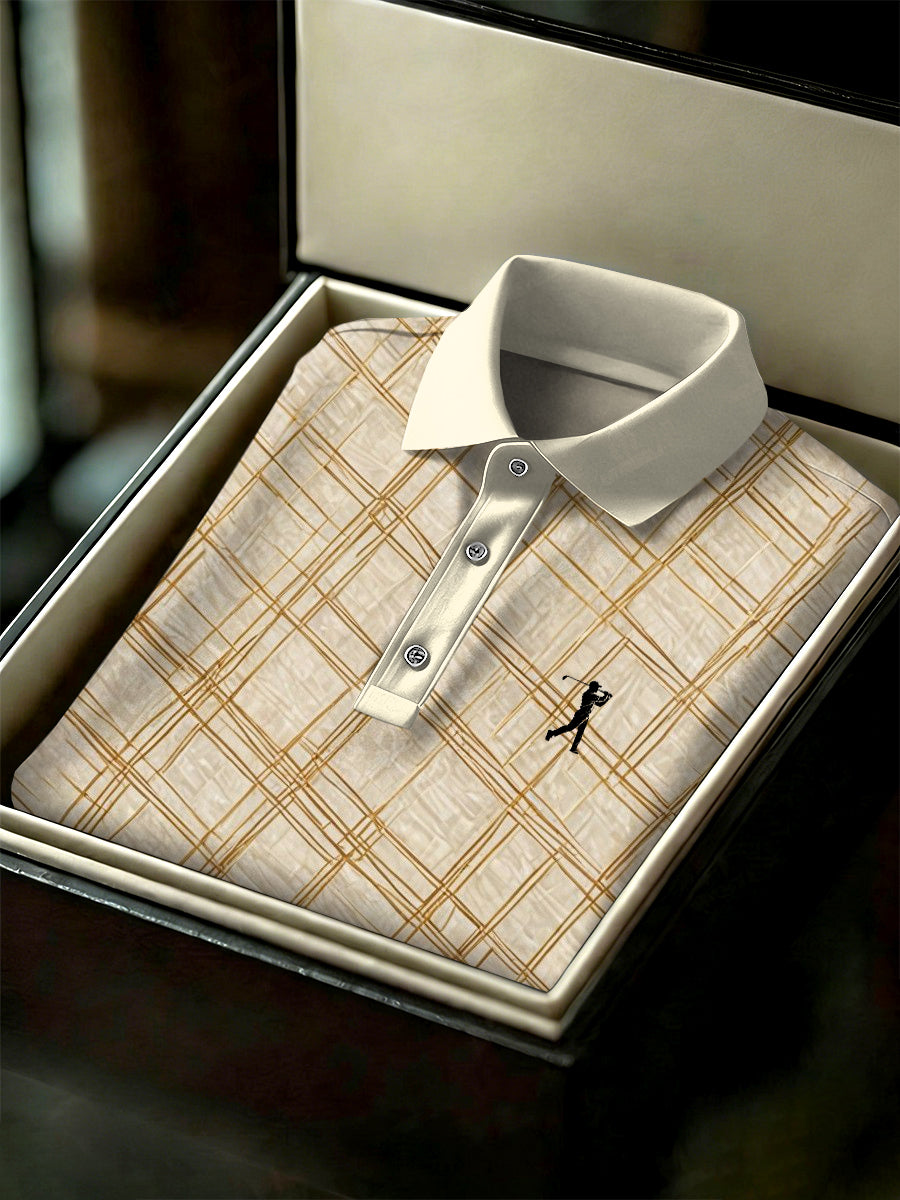 Men's Vintage Business Style Printed Casual Polo Shirt