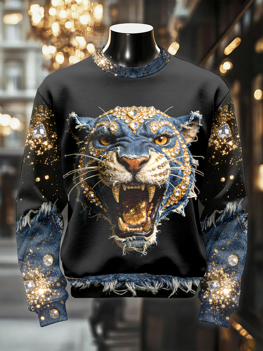 Men's Retro Luxurious Leopard Print Casual Sweatshirt