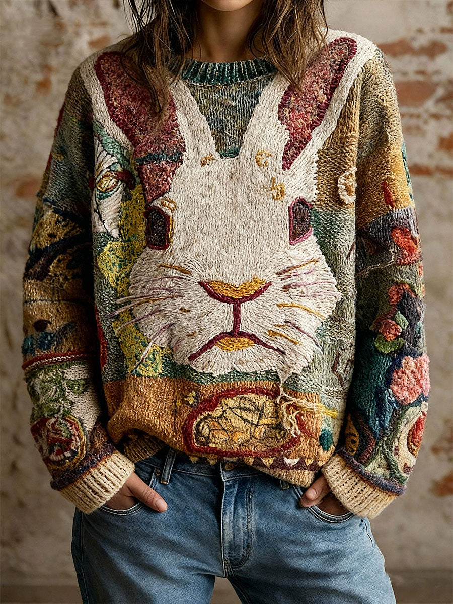 Women's Retro Casual Rabbit Tops