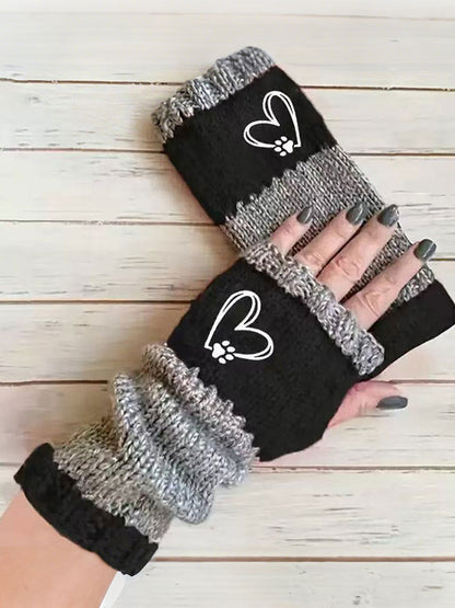 Women's Heart-Shaped Footprint Gloves