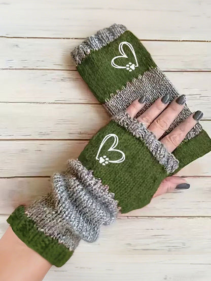 Women's Heart-Shaped Footprint Gloves