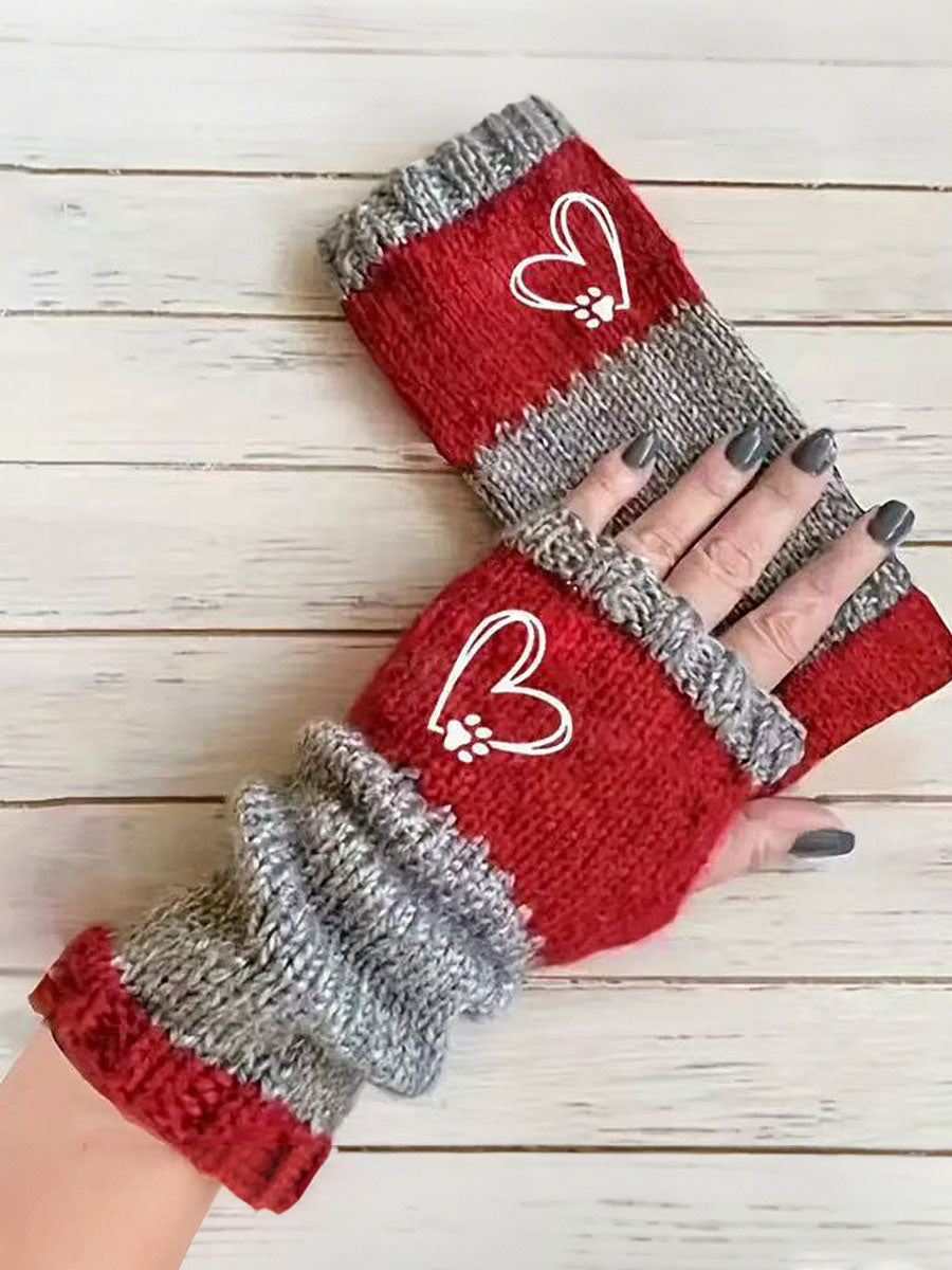 Women's Heart-Shaped Footprint Gloves