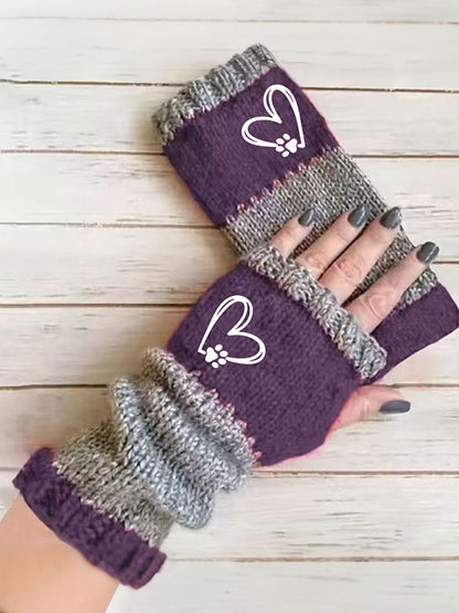 Women's Heart-Shaped Footprint Gloves