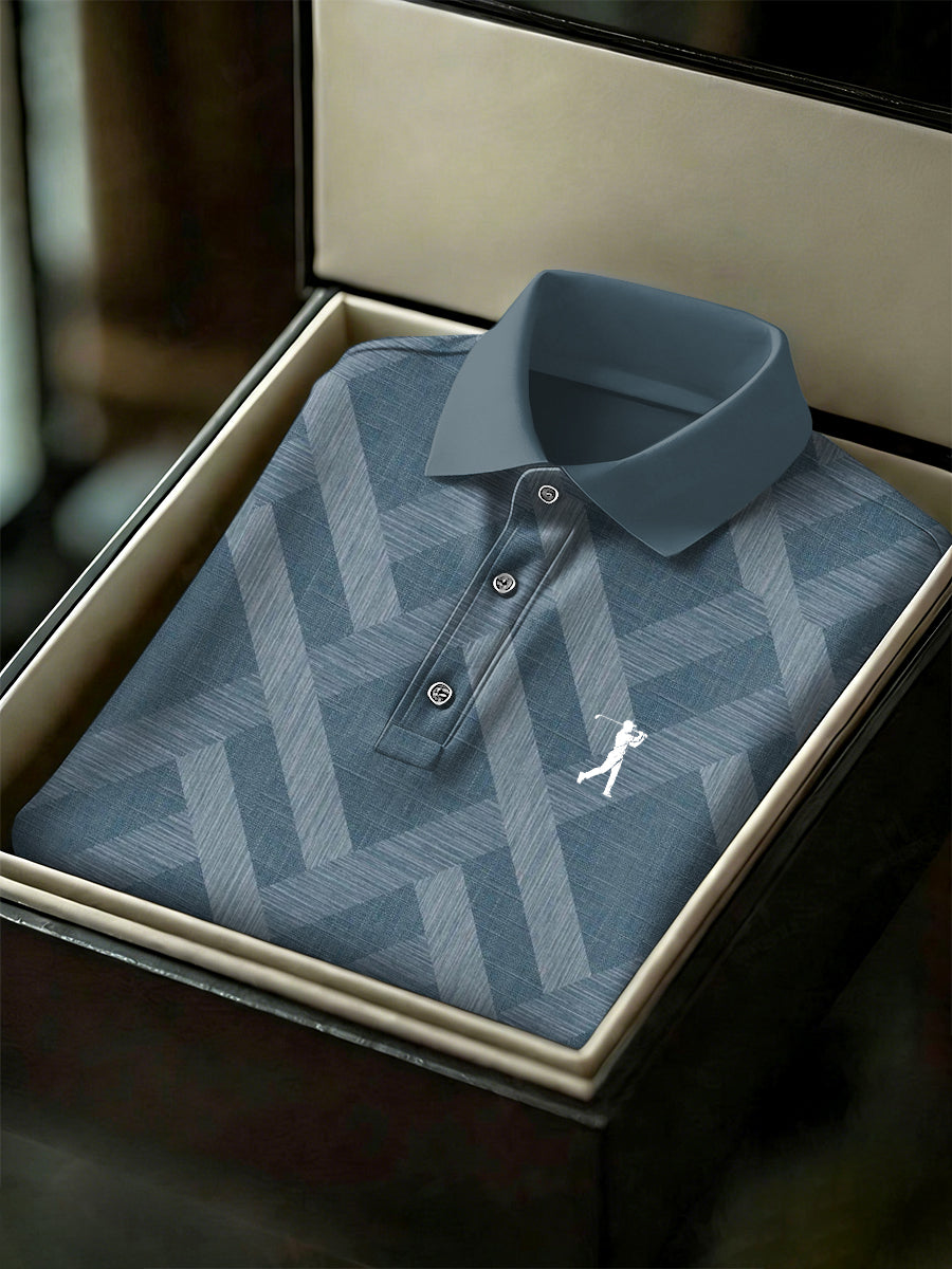 Men's Vintage Business Style Printed Casual Polo Shirt