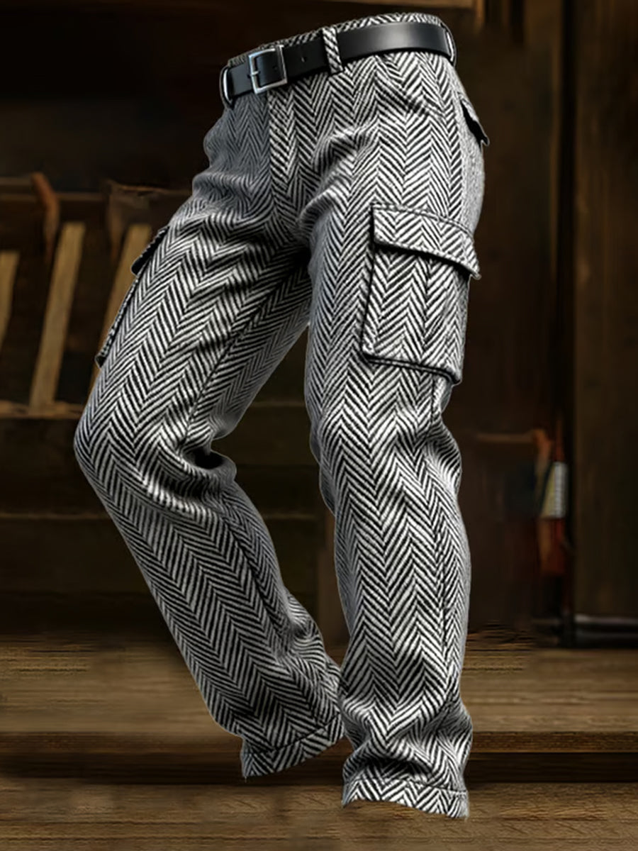 Men's Retro Business Style Casual Work Trousers