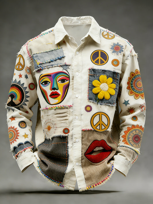 Retro Hippie-Style Printed Art Shirt