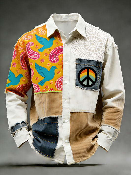 Retro Hippie-Style Printed Art Shirt