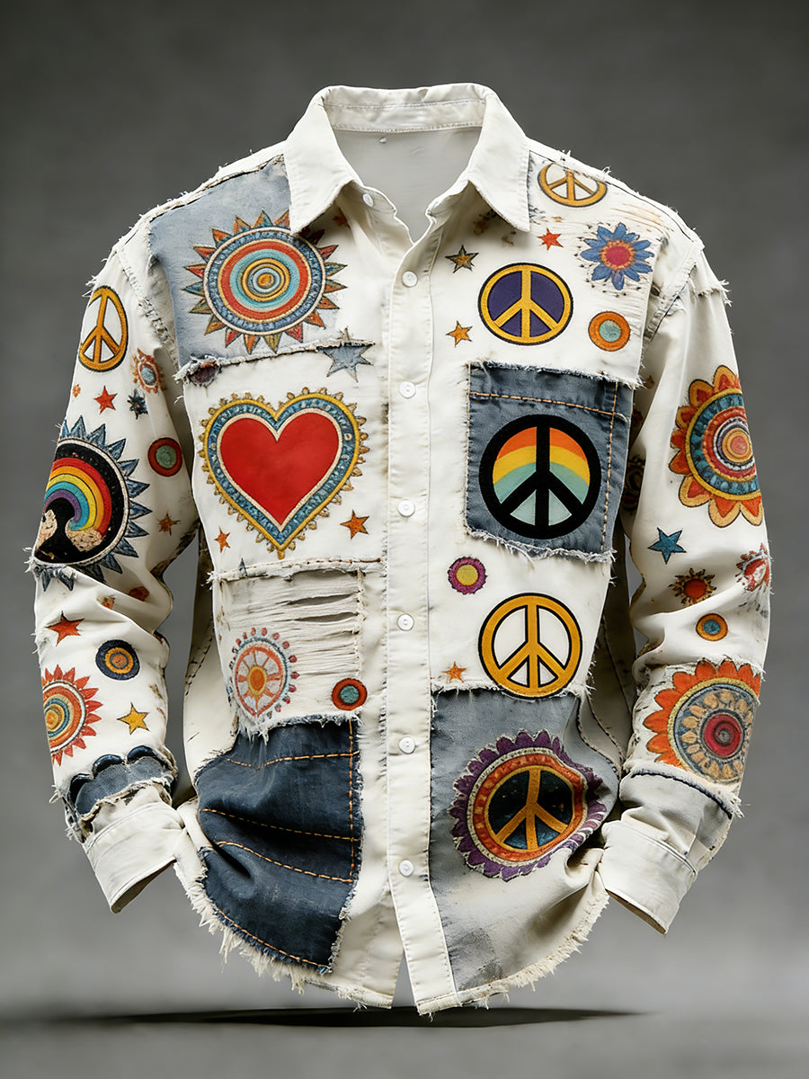 Retro Hippie-Style Printed Art Shirt